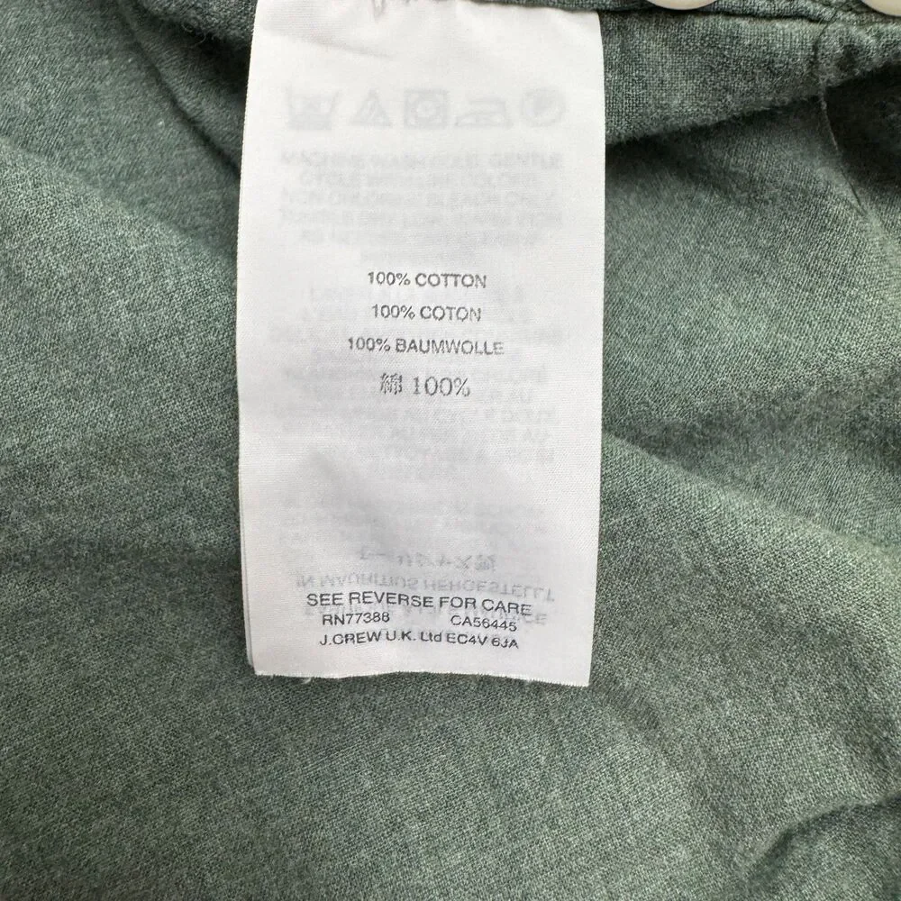 J.Crew Slim Fit Long Sleeve Button Down Shirt Large Olive Green Washed Cotton